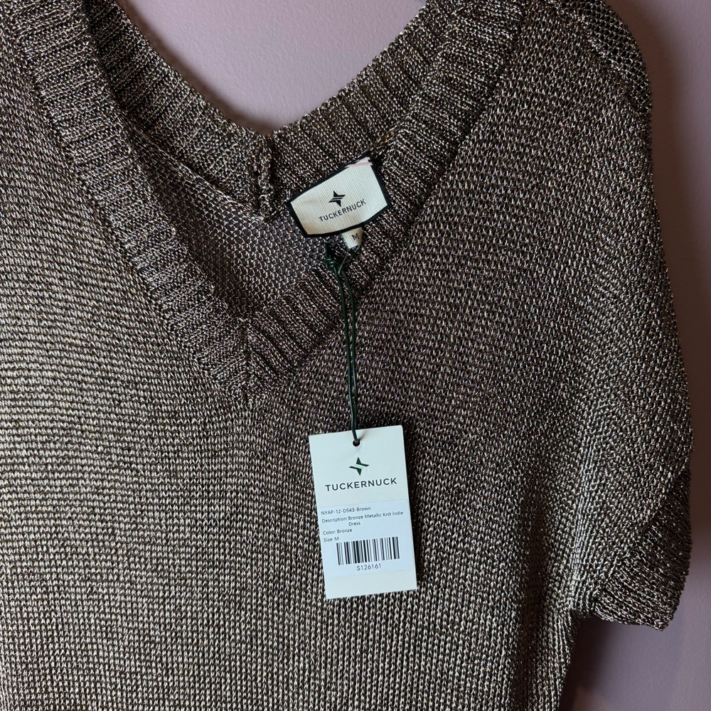 NWT Tuckernuck Bronze Metallic Knit Indie Dress M - Picture 5 of 11